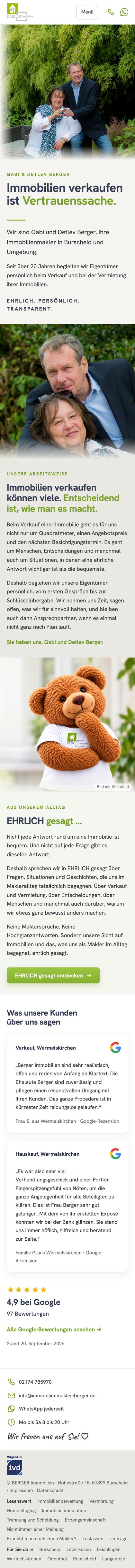 BERGER Immobilien, Ansicht am Telefon