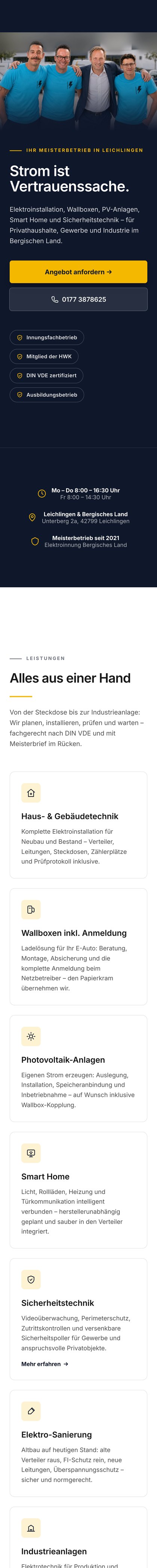 Elektro-Meisterbetrieb — Ansicht am Telefon